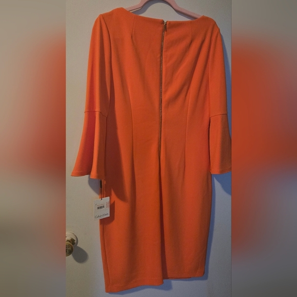 Calvin Klein Vibrant Orange Long Sleeve Dress - Picture 5 of 7